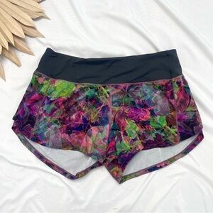 Lululemon Athletica Speed Up Mid-Rise Lined 4" Vivid Floral Tune Multi Shorts 6